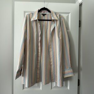 Lands' End Multicolor Thin Stripe Button-Up Size 20W